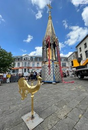 Phase II: Remontée du dais au sommet de la Basilique Notre-Dame de Bon-Secours